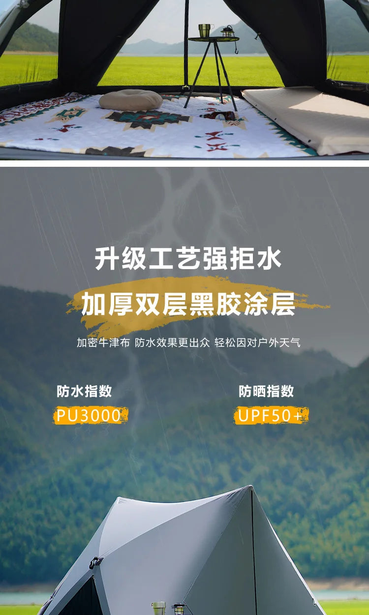 Open Shelter Family Size Triangle Tent Automatic Pop Up Beach Tent Ultralight Portable Outdoor Camping Sun Shelter Instant