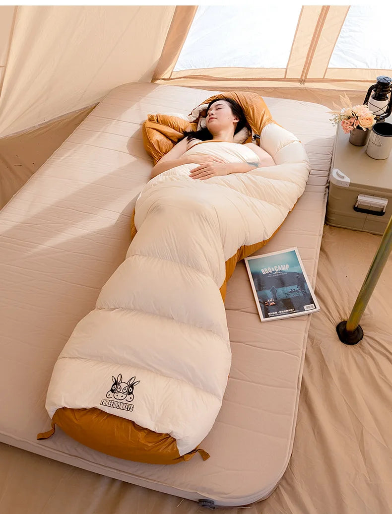 White duck down mummy down sleeping bag adult outdoor camping winter thickened cold minus 30 degrees Sleeping Bags