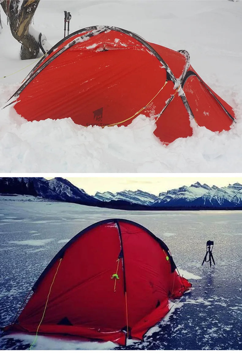 2Persons 4Seasons 20D Silicon Coated Tent Aluminum Rod Outdoor Camping 1Hall 1Room Rainproof with Snow Skirt Hiking Cycling Tour