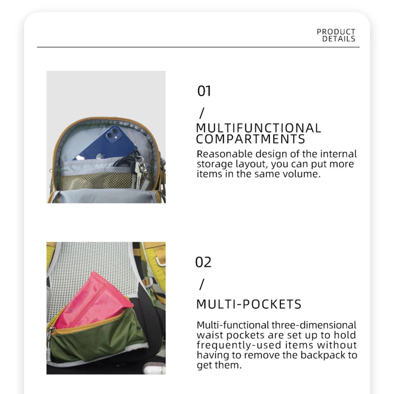 40L Hiking Backpack Waterproof Camping Essentials Bag with Rain Cover Travel  Lightweight Backpacking Back Pack Hiking Daypack