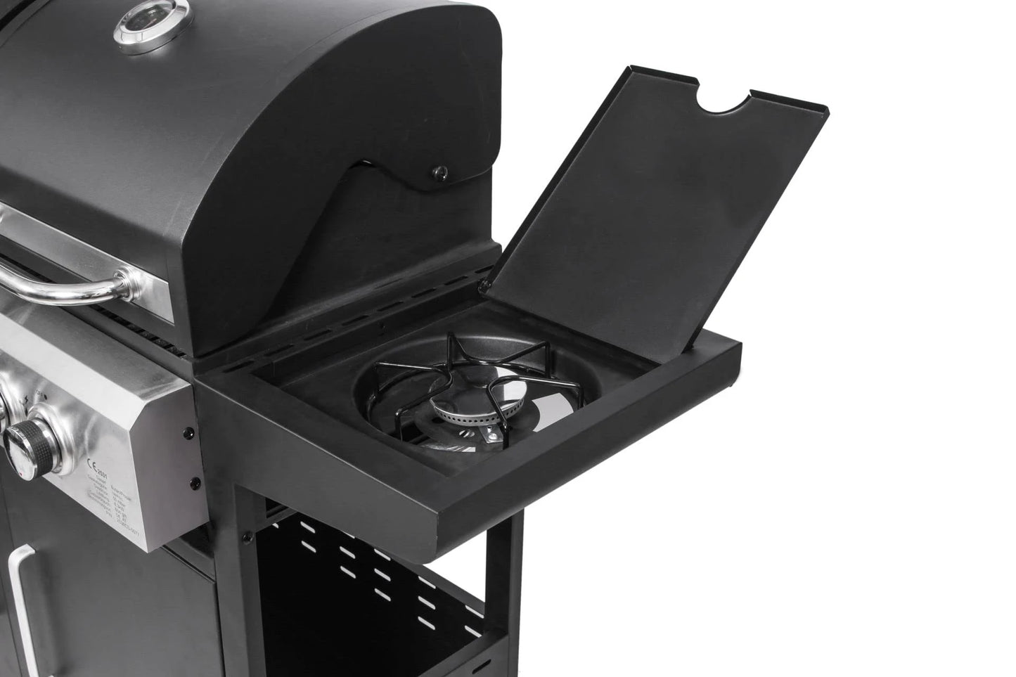 BBQ Grill  Outdoor Large Hybrid 4 Burner Trolley Smokeless Dual Fuel Charcoal and Gas Combo with Side Burner