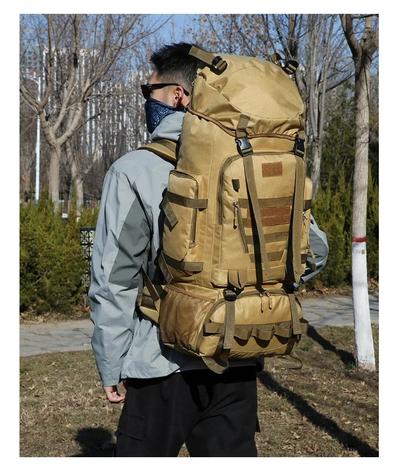 90L Travel Bag Camping Backpack Tactical Hiking Climbing Bags Mountaineering Large Sport Knapsack Outdoor Men Luggage Rucksack