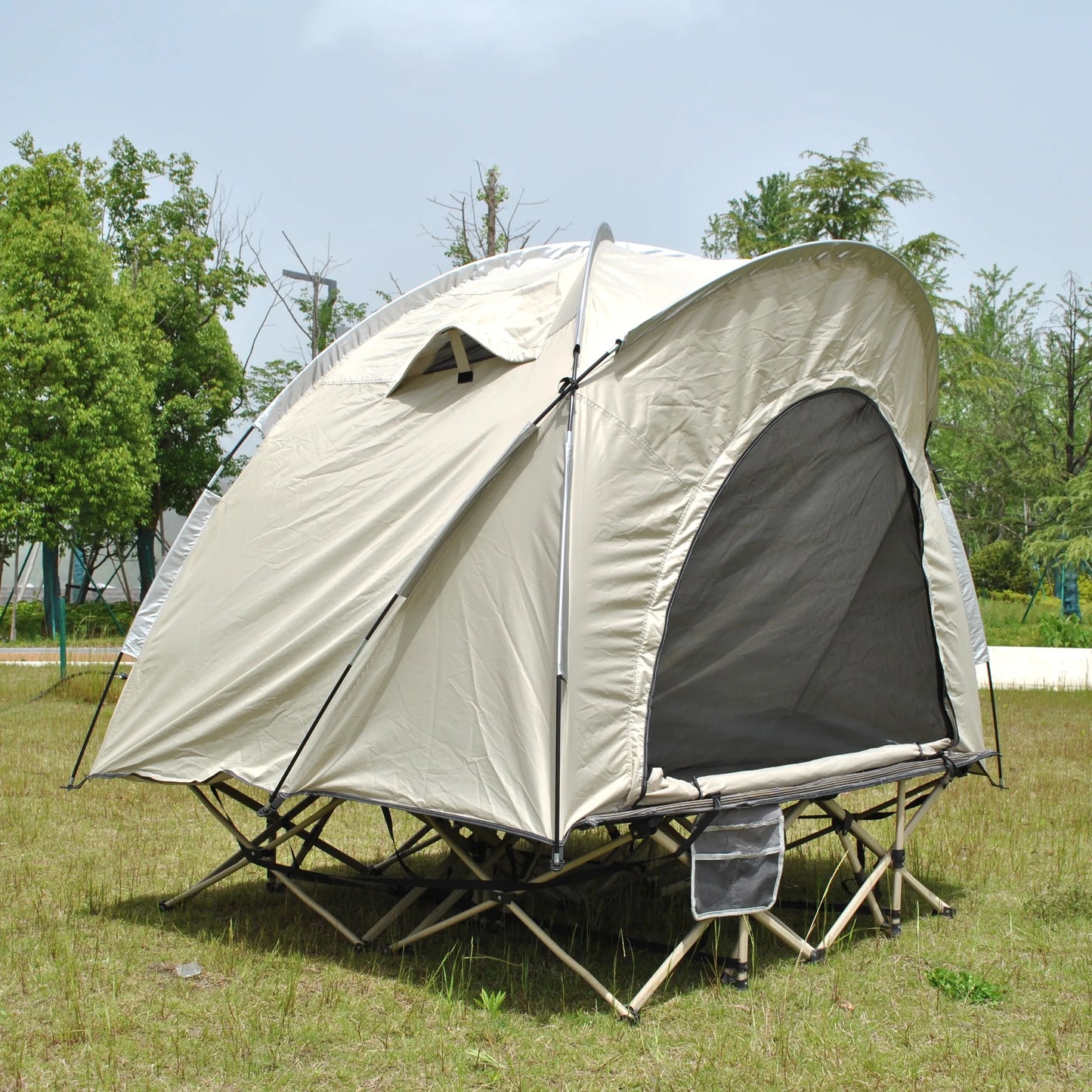 Off-Ground 3 Person Camping Fishing Tent with Double Mesh Doors - Insect Blocking, Durable Design, Easy Setup,Excluding bed