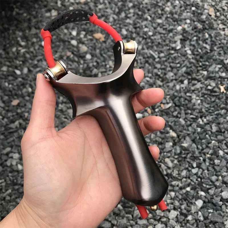 Silver Metal Composite Pulley Slingshot Simple and Practical Professional Metal Slingshot Dedicated To Shooting Players
