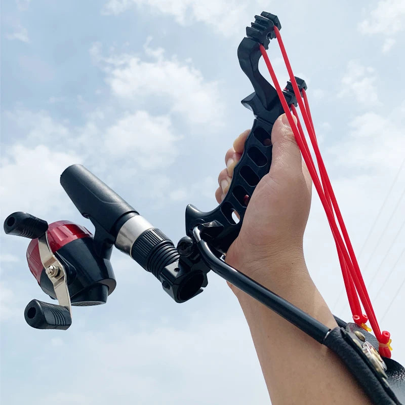 Powerful Fishing Slingsshot with Wrist Rest Outdoor Hunting All-metal Material Sling Shot Large Catapult for Fishings and Ball