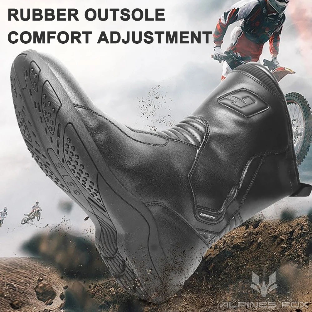 Long Motorcycle Riding Boots Waterproof Cowhide Shoes Motorcycle Leather Shoes Professional Boots Racing Bottes Motocross Boots