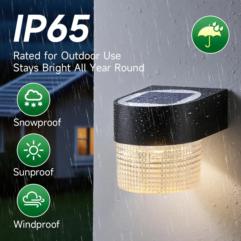 Solar Wall Lamp Outdoor Warm Light Waterproof Up And Down Luminous Lighting Balcony Yard Garden Decoration Lights Exterior Wall