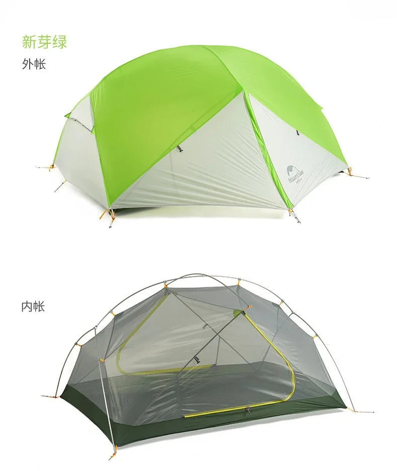 Naturehike-Mongar 2 Tent, Ultralight Double-Person Tent, Professional Outdoor Camping, Mountaineering, Windproof and Rainproof