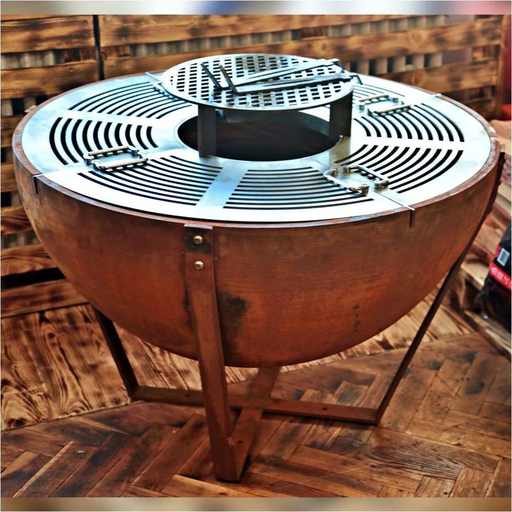 Large Wood Fired Barbecue Charcoal Stainless Cooking Plate BBQ Grill Steel Round Fire Pit Bowl