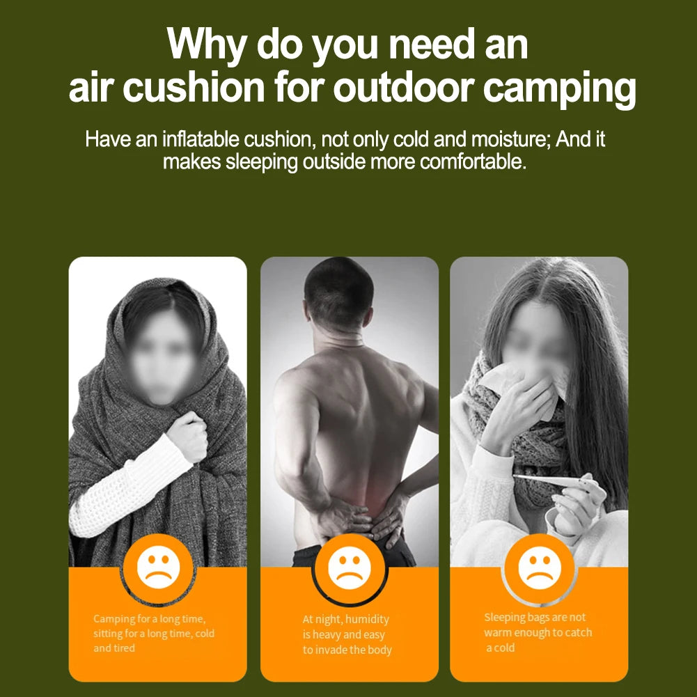 Camping Trip Inflatable Pad Waterproof Camping Pad Storage Bag Included Wear-resistant Material Body Mapping Technology