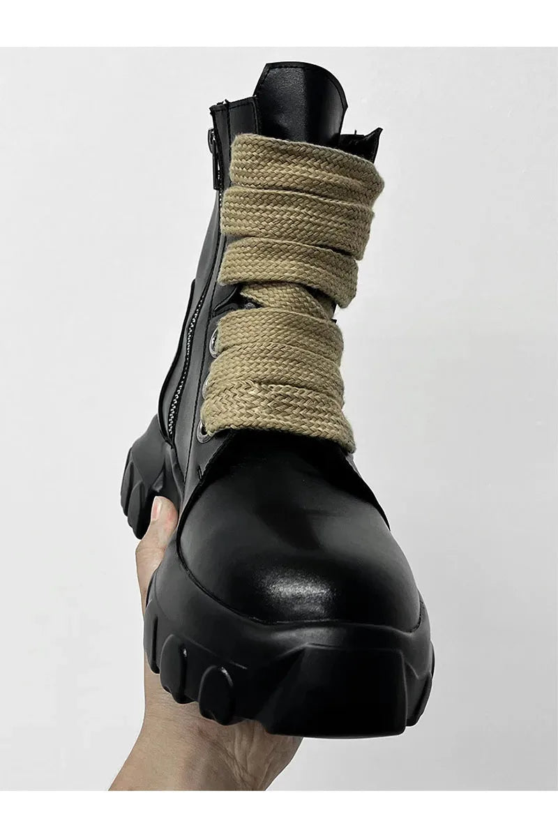 Autumn Motorcycle men Ankle Boots Street Goth Platform Rock Chunky Heels Punk Designer Shoes Knight Short Boots Woman Winter