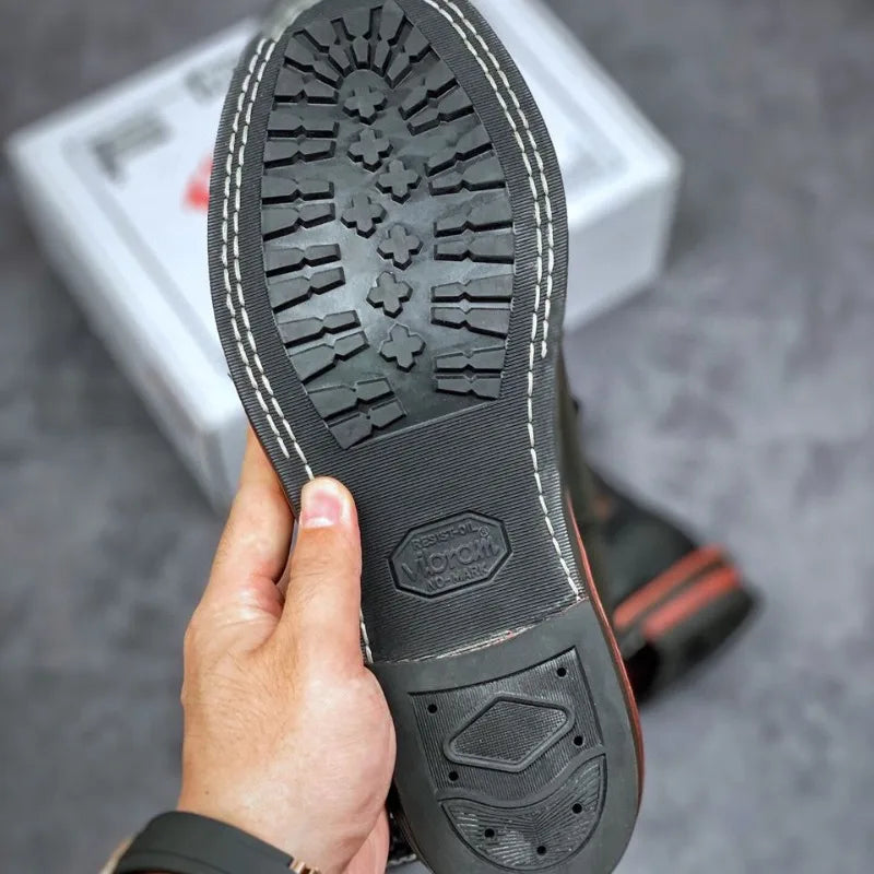 New Arrival! Vintage Motorcycle Boots Casual Men Ankle Boots Cowhide Leather Shoes Wedge Tooling Desert Boots Motorcycle Shoes