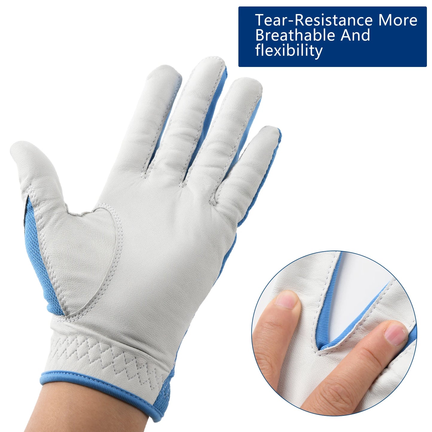 RSPGO Men's and Women's Single Pack Left - Handed Breathable Golf Gloves Crafted from All - Premium Soft Cabretta Leather