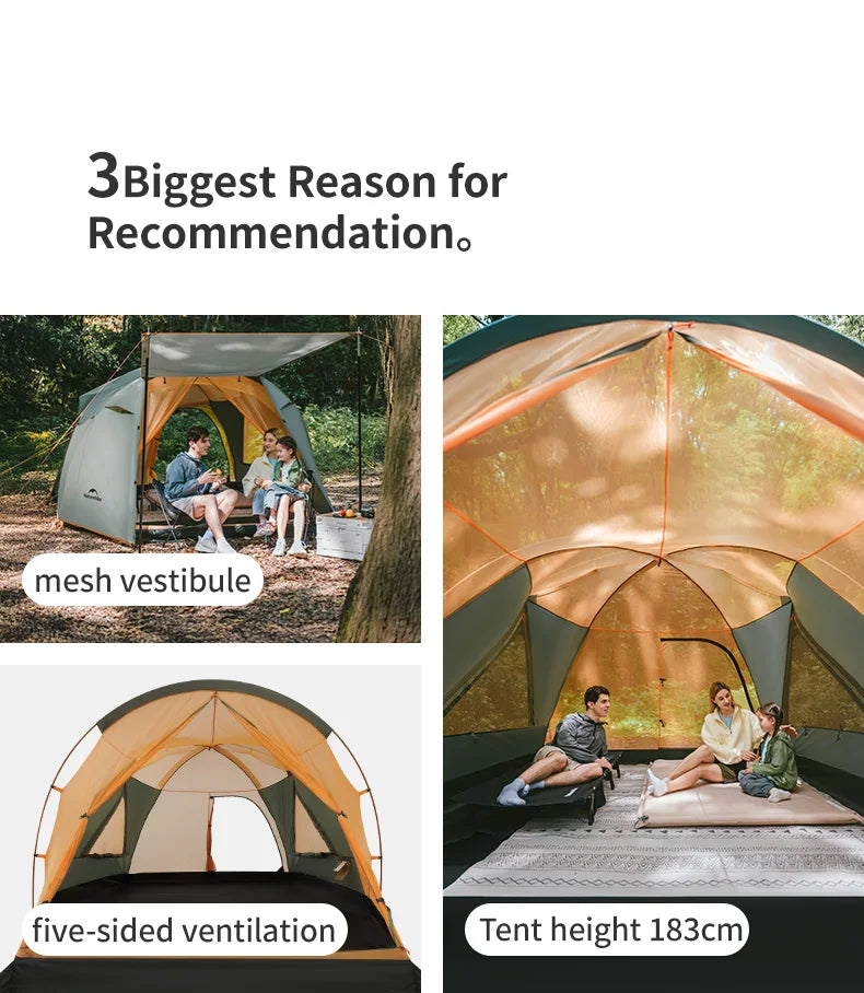 Naturehike 8-10 Person Camping Tent Picnic Rainstorm Sheltering Wind large Canopy Shelter Beach Tent Family Tent