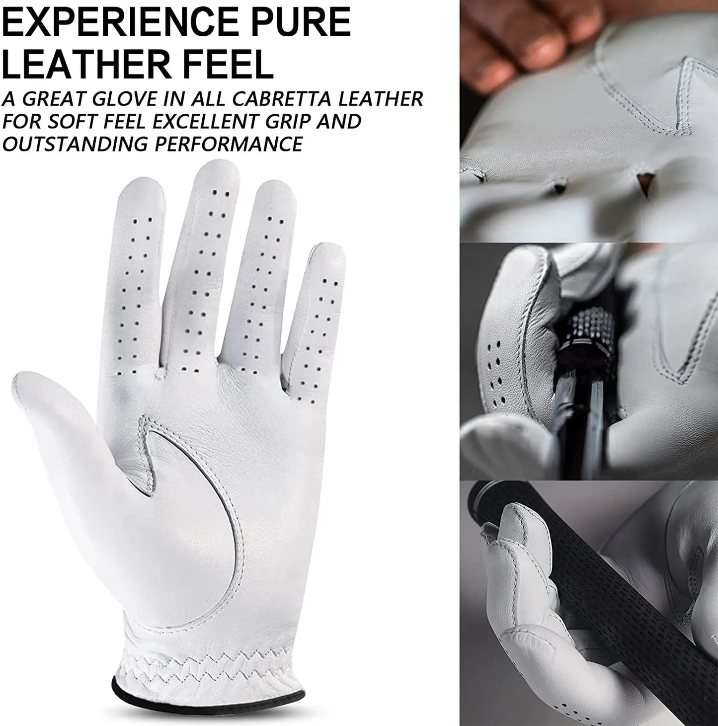 Left Right Hand Golf Gloves Men Leather Premium Cabretta Weathersoft Grip Golfer Glove Right Left Handed S -XL Drop Shipping