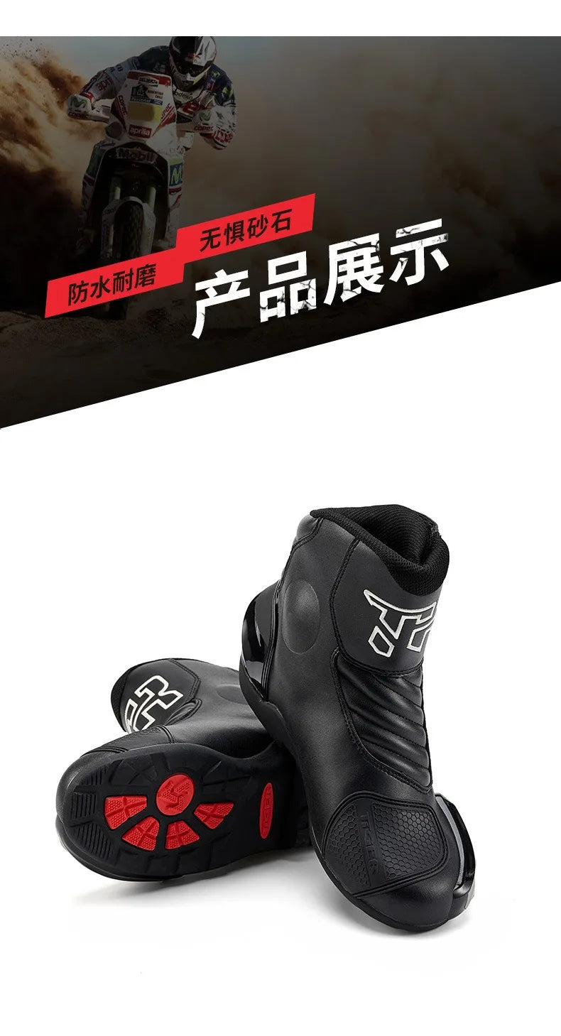 Motorcycle Road Racing Boots Professional Biker Shoes Motorbike Long Riding Protective Gear Shift Microfibe Leather boot