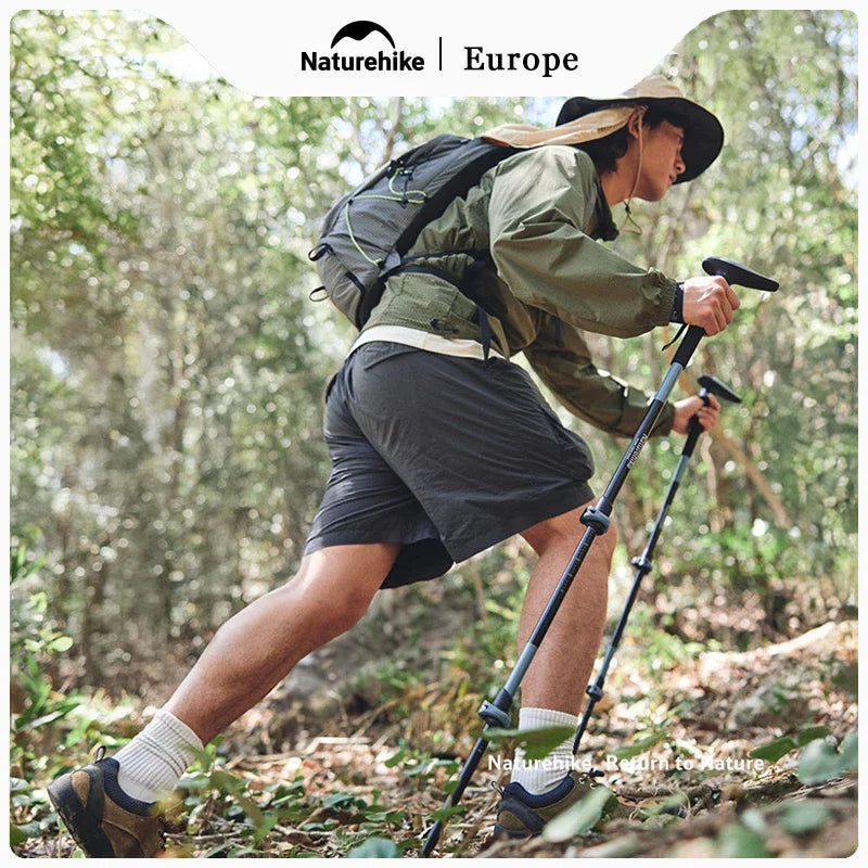 Naturehike Folding Trekking Pole Foldable Walking Stick for Walk Climbing Retractable 3 Sections Telescopic 6061 Aluminum Alloy