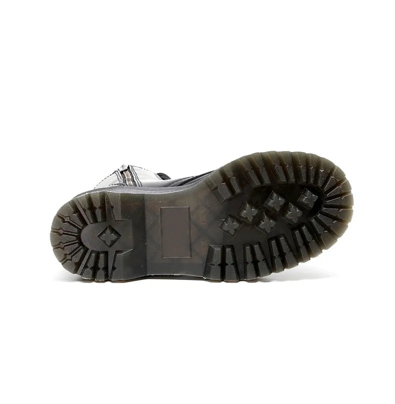 Women Boots Genuine Leather Platform Boots Motorcycle Designer Shoes Woman Zipper Optical Soles Fashion Sexy Punk Long Boots 39