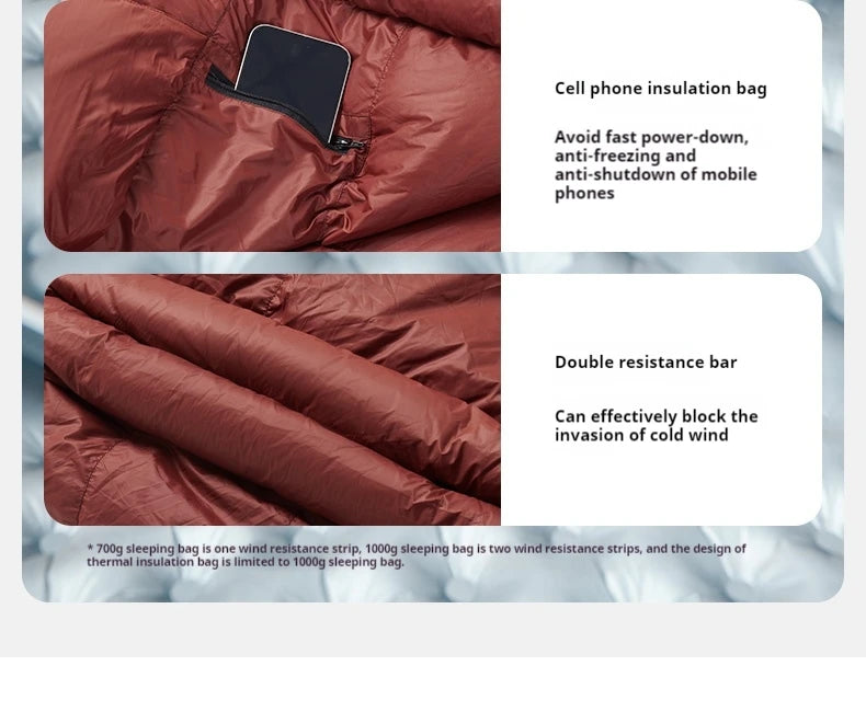 Naturehike Camping Duck Down Sleeping Bag 650FP Mummy Thickening Warm Outdoor Ultralight Portable Winter Down Sleeping Bag -18℃