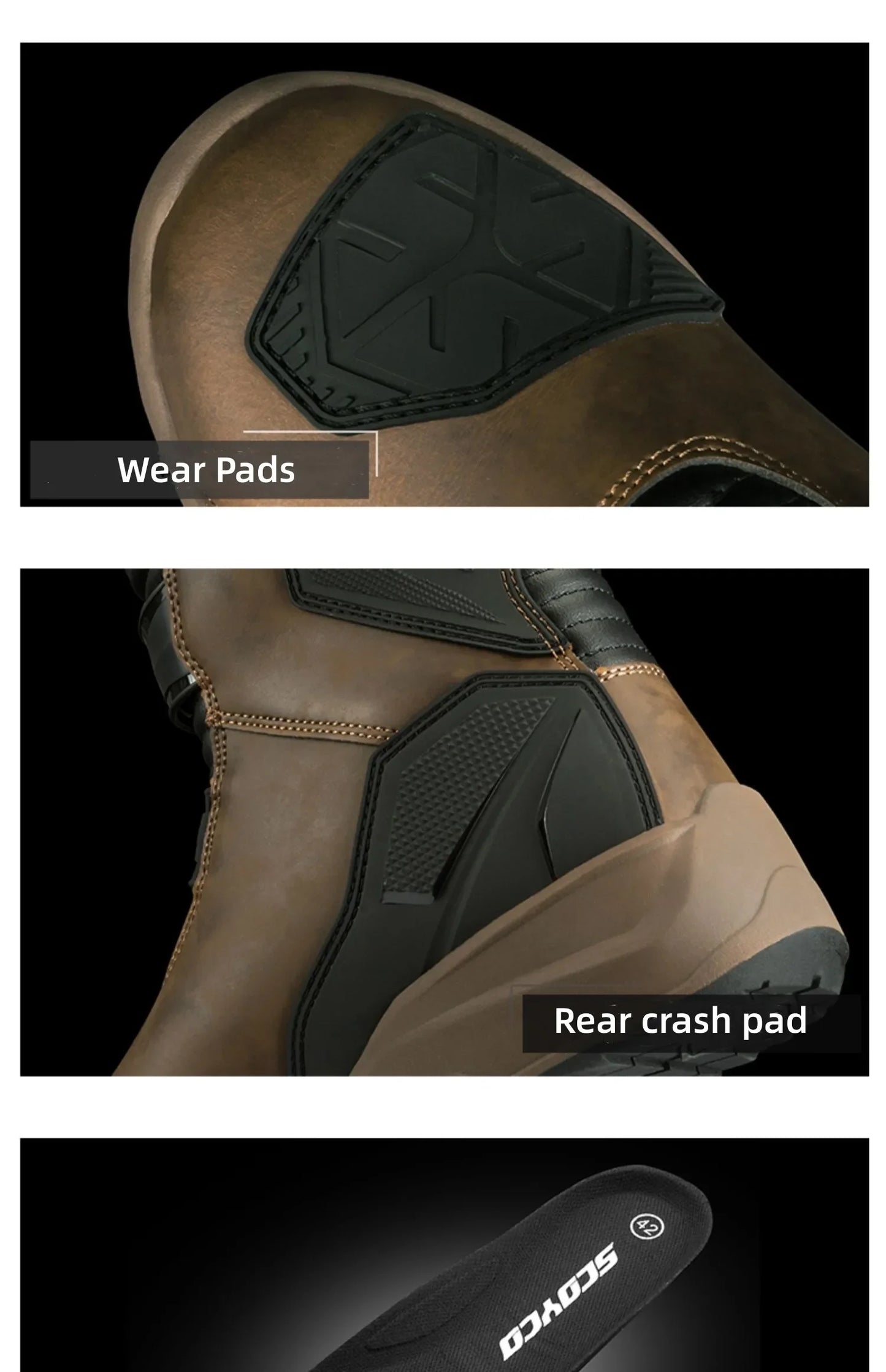 Scoyco Enduro Motorcycle Boots Waterproof Motorcyclist Botas Brown Leather Motocross Boots Off Road Racing Black For Men Knight