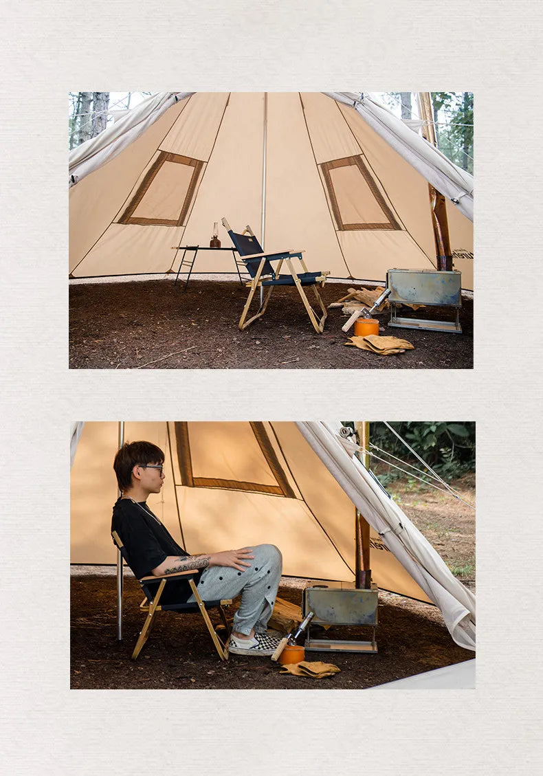 Naturehike Pyramid A-type Tent Teepee Tipi Tent With Chimney for 5-8 People Family Travel Camping Cotton Blend 9.6 Waterproof