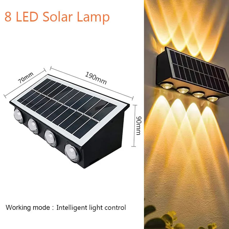 Outdoor Floodlight 4/6/8LED Solar Wall Lamp Upper And Lower Lighting Solar Powered Waterproof Streetlight for Balcony Courtyard
