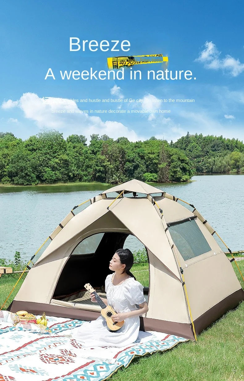 2 3 4 Person Outdoor Camping Family Automatic Waterproof Quick Opening Tent Mosquito Proof Party Portable Beach Hiking Cycling