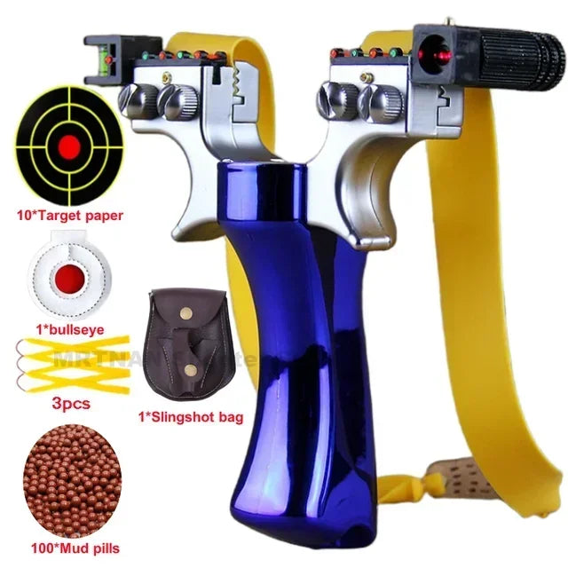 Powerful Laser Slingsshot Upgrade Outdoor Shooting Catapult Double Screw Quick Pressure Rubber Band Hunting Slingshot