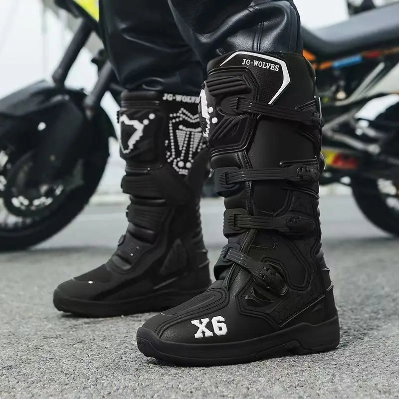 JG · WOLVES/Nine-strand Wolf Off-Road Motorcycle Riding Shoes Rally Forest Road Boots Men's Anti-Drop Knight Equipment
