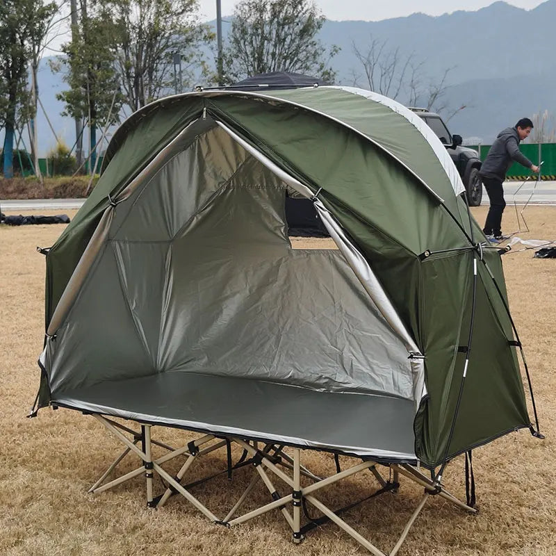 All-Season Camping Cot Tent 1-Person - Sturdy Cross-Braced Structure, for Fishing or Outdoor Activities,, Compact & Portable
