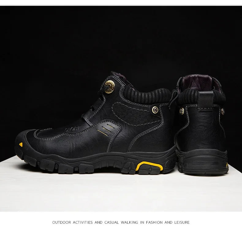 Motorcycle Riding Boots with Winter Velvet Style Warm Waterproof and Non Slip Outdoor Leisure Hiking Shoes Motorcycle Boots