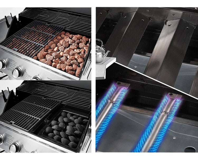 Burner Gas or Charcoal Barbecue Grill for Home Garden Outdoor Parties Vertical Design for Easy Use