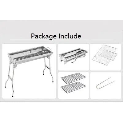 Outdoor Stainless Steel Charcoal Grill Barbecue Tool Portable Free Installation Handle Folding  BBQ Cooking Grid  Park New 2024