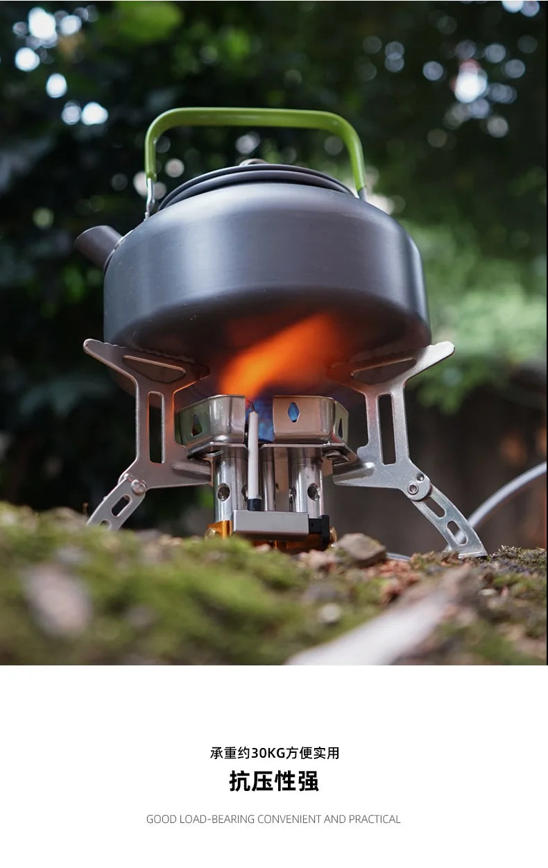 Three-Headed Camping Gas Stove BBQ Grill Set, Portable Outdoor Cooking Equipment