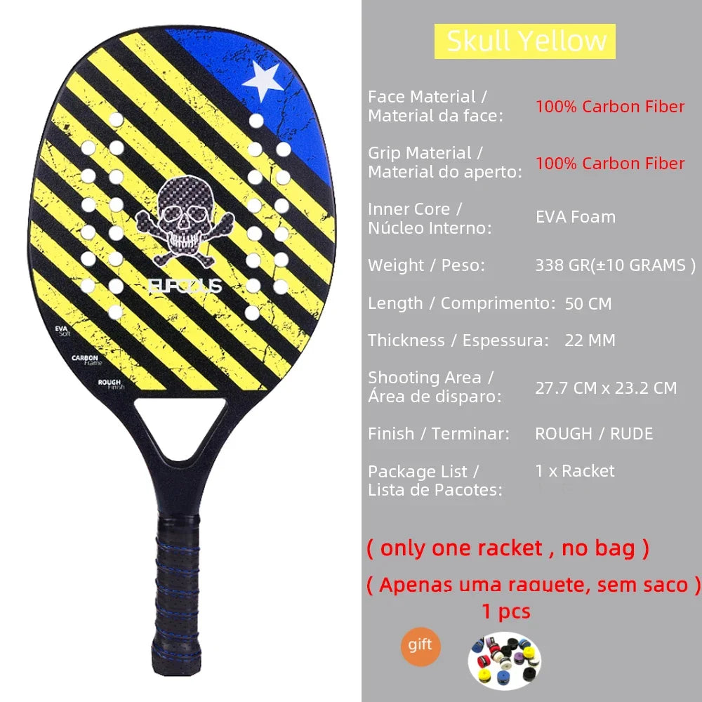 New 18K 12K 3K Full Carbon and Glass Fiber Beach Tennis Racket Matte Face Tennis Racquet