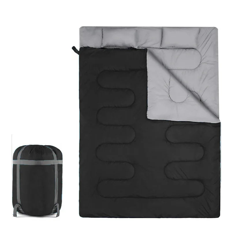 Outdoor camping can be split and spliced waterproof double couple thickened sleeping bag with pillow envelope type