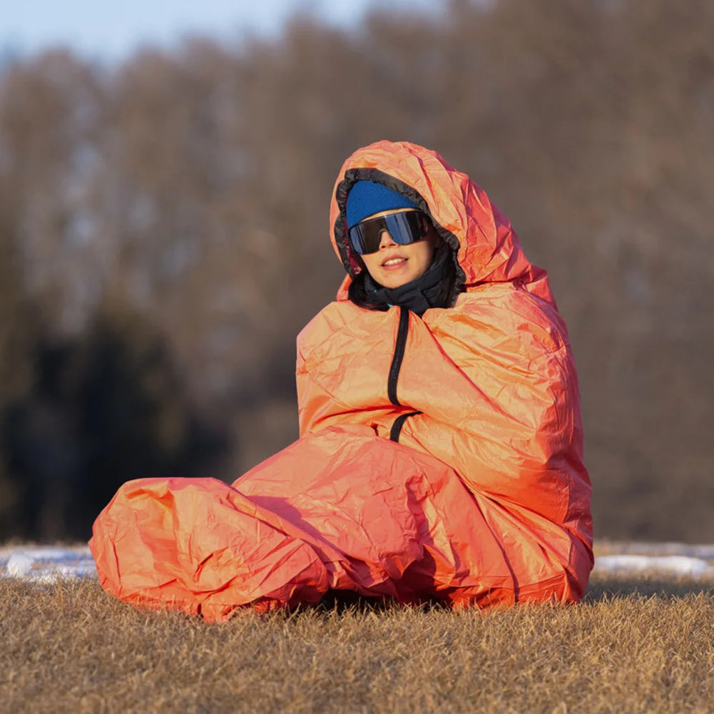 Hiking And Camping 208*81cm Bivvy Bag Essential Camping Gear Aluminized PE Material Heat Retention Multi-purpose Tool