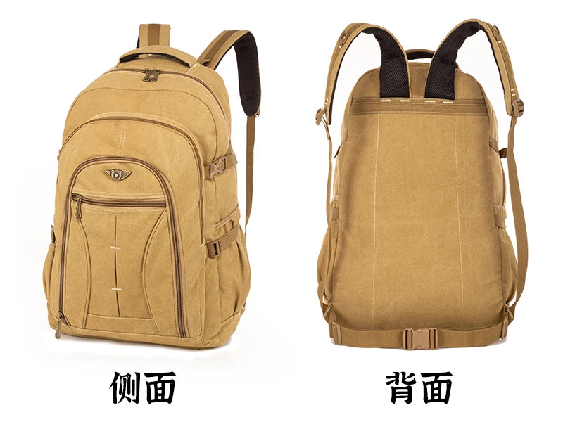 55L 70L Canvas Sports Backpack Men Outdoor Hiking Camping Travel Bag Luggage Rucksack Large Capacity Climbing Tactical Backpack