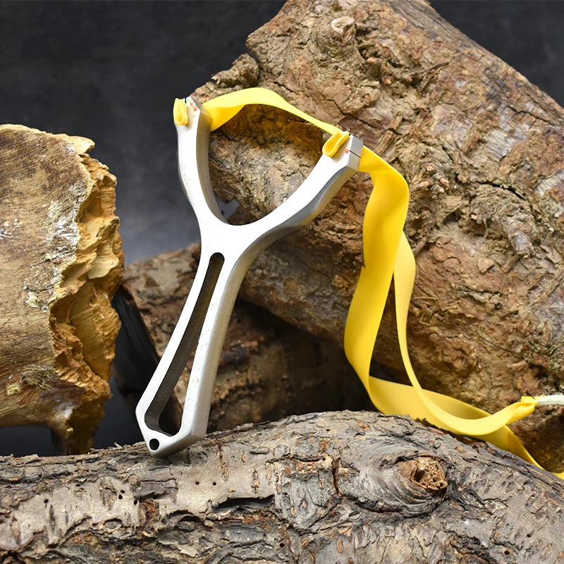 Powerful Slingshot High Quality Stainless Steel Outdoor Hunting Bow Catapult with Flat Rubber Band Fun Toys Entertainment Tools