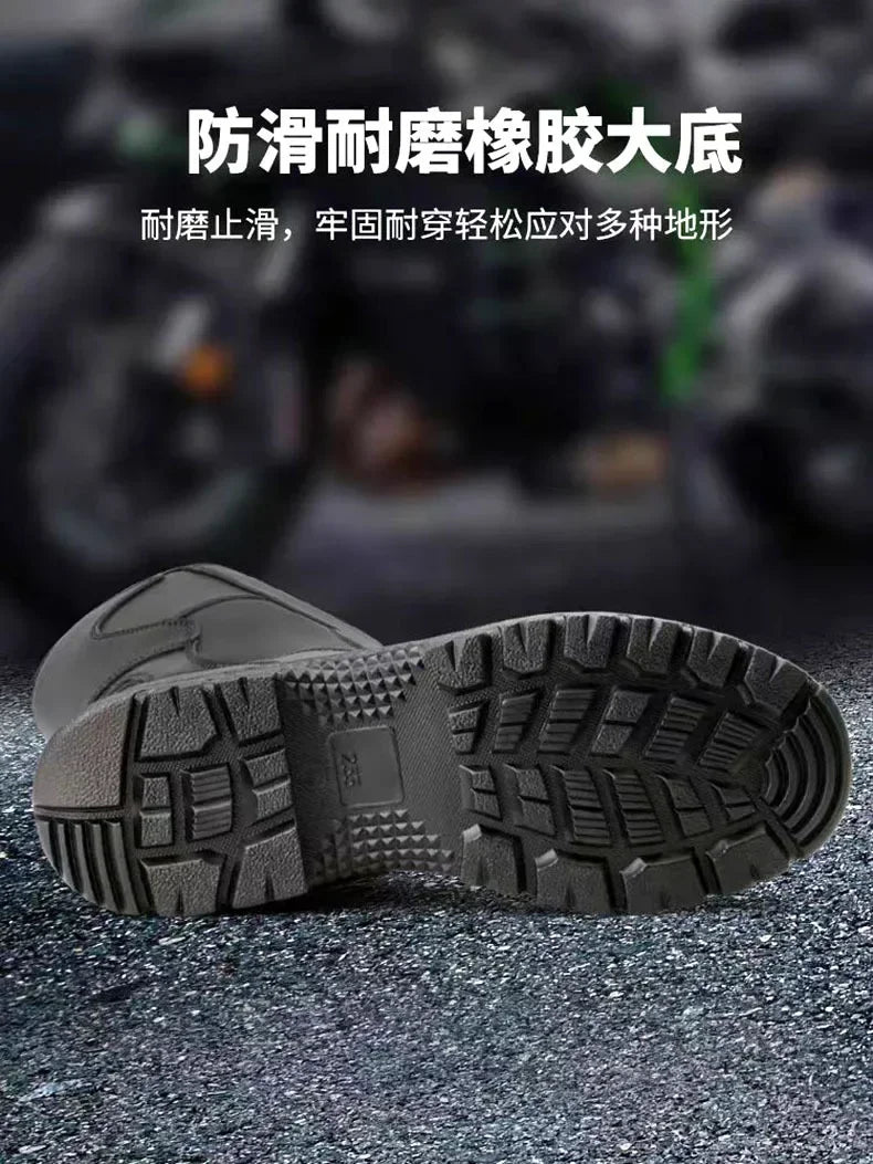 Motorcycle Boots Men Classic Motocross Boots with Reinforced Heel Toe Counter Waterproof Tall Motorcycle Touring Boot Botas Moto