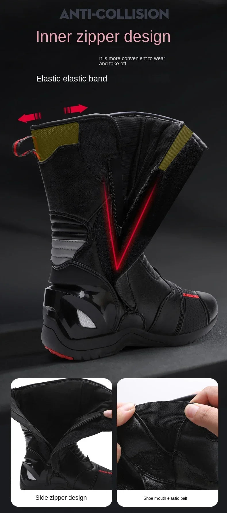 Motorcycle Boots for Men Women Riding Mid-Calf Ankle Protective Shoes Racing Long Boot Anti Slip Waterproof Moto Equipment