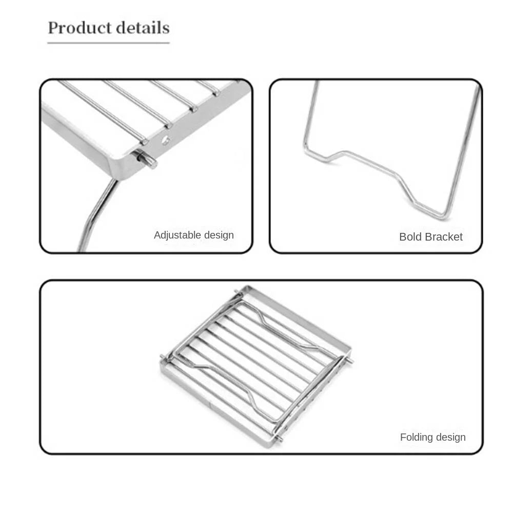 Stainless Steel Foldable Camping Grill Rack Corrosion Resistan Foldable BBQ Stove Stand Folding Heat-resistant