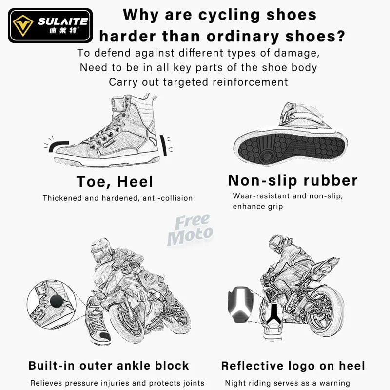 Men's Riding Motorcycle Boots Microfiber Leather Moto Motocross Summer Breathable Anti-fall Rider Road Casual Shoes