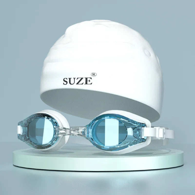 High Definition Anti Fog Swimming Goggles with Comfortable Silicone Seal Includes Swim Cap and Storage Box