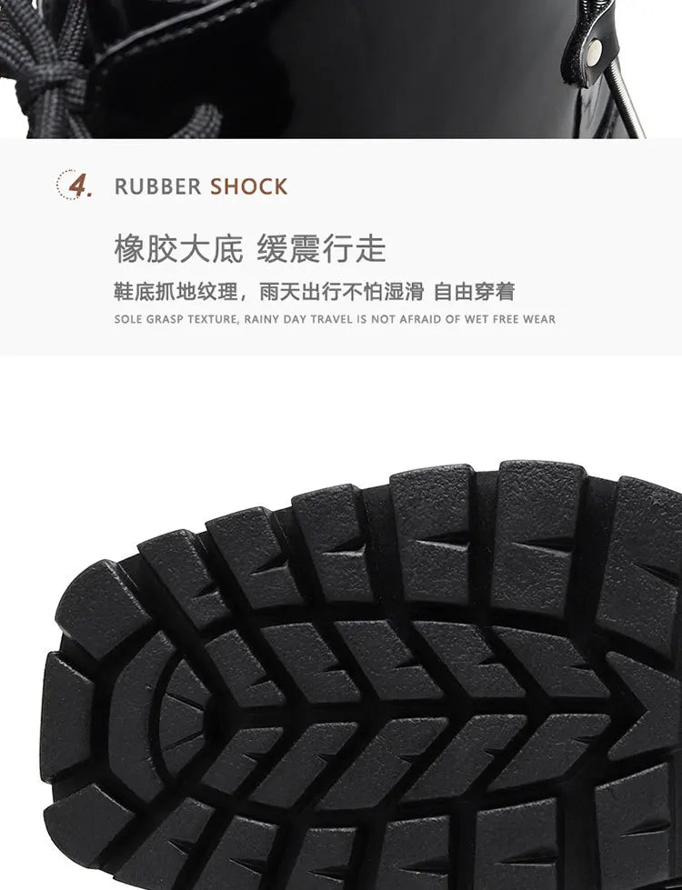 2025 Niche British Style Platform Derby Shoes Square Head Bright Leather Men's Business Casual Retro Boots