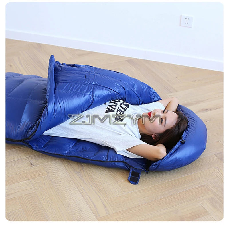 Down Mummy Sleeping Bag for Backpacking, Camping, Waterproof Portable Sleeping Bag, Zip Together for 2 Person Sleeping Bag