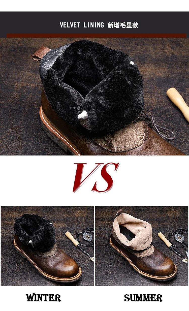 Retro Cowhide Motorcycle Boots Men Quality Breathable Motorbike Leather Boots Wear Resistant Moto Riding Shoes Summer Winter