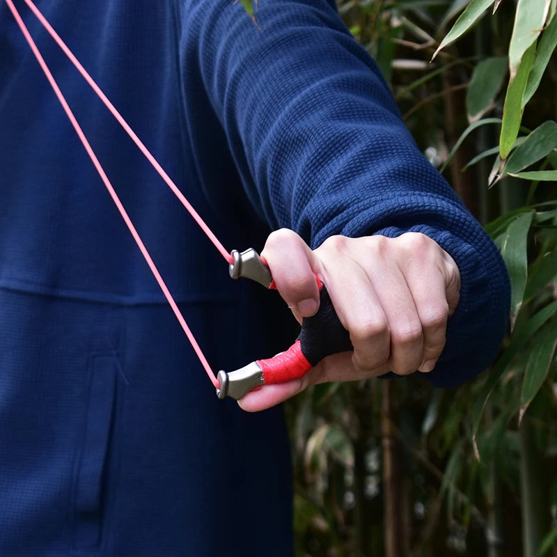 New Style Stainless Steel Powerful Slingshot with Tube Rubber Band Mud Balls Slingshot Catapult Bag for Hunting Outdoor