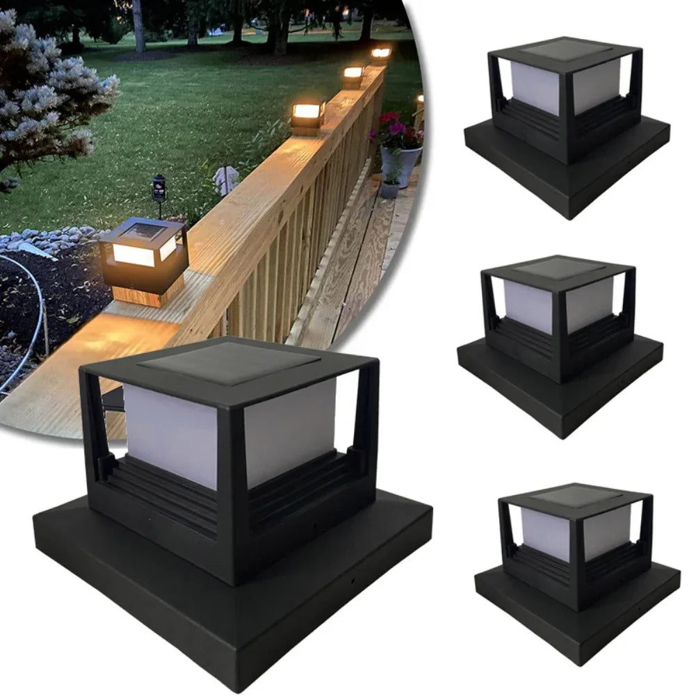 Waterproof Led Light Fence Lamp Solar Panel Pipe Garden Street Solar Powered Landscape Lamp Light Hot Solar Pillar Post Cap New