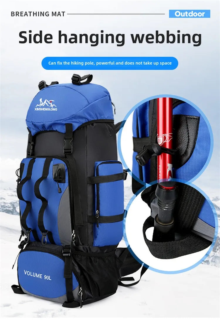 90L Large Capacity Outdoor Hiking Mountaineering Bag Lightweight Backpack Suitable for Hiking Camping Waterproof Travel Bag